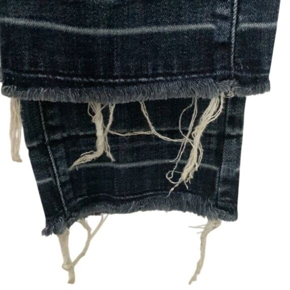 Mossimo Womens Mid-Rise Straight Jeans 00R Dark Wash Distressed Hem Cotton/Spand - Picture 6 of 11